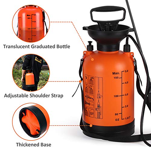 image for GROWNEER 1.3 Gallon Portable Pump Pressure Sprayer with Pressure Relie