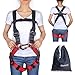 Oumers Kids' Climbing Harness, Full Body Harness, Safe Belts Guide Harness for Outward Band Expanding Training, Caving Rock Climbing Rappelling Equip, Safety Comfort (Small Black and Red)