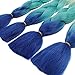 GX Beauty 4Pcs/Lot Ombre Jumbo Braiding HaiBraid Hair Extensions 24 Inch Synthetic Crochet Braids Hair for Women(White/Lake Blue/Royal Blue)