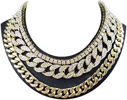 Mens Iced Out Hip Hop Gold tone CZ Miami Cuban Link Chain Choker Necklace