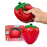 YoYa Toys Stress Relief Squishy Strawberry Toy Funny, Decompression, Anxiety Relieving Squeeze Toy - Super Slow Rising - Pleasant Strawberry Cake Smell - Jumbo Size - Nice Gift Kids & Adults