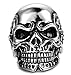FIBO STEEL Stainless Steel Rings for Men Women Black Skull Head Rings,Size 15 Silver-tone