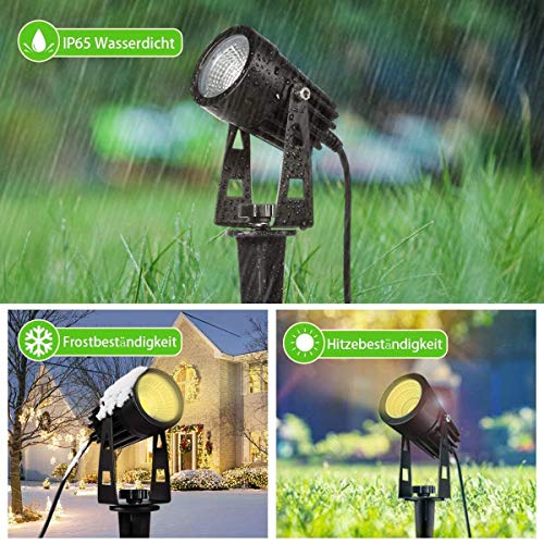 B-right Gartenbeleuchtung 2er Pack 3W LED Gartenstrahler mit 3M Kabel, Gartenleuchte mit Erdspieß, enthält keinen Stecker. (Zubehör, nur für die Upgrade 4 in 1 oder 6 in 1 Gartenleuchte geeignet) – Bild 8