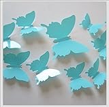 Romantiko 12 Pcs Fashion 3D Butterfly Wall Stickers Art Decor Blue