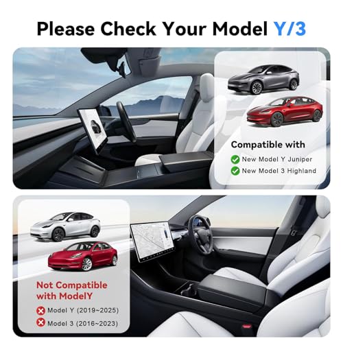 Under Screen Storage for Tesla 2025-2026 Model Y Juniper & 2024-2026 Model 3 Highland, Open and Close Center Console Organizer Tray with Anti-Slip Silicone Pad for New Tesla Model 3 Model Y Accessorie