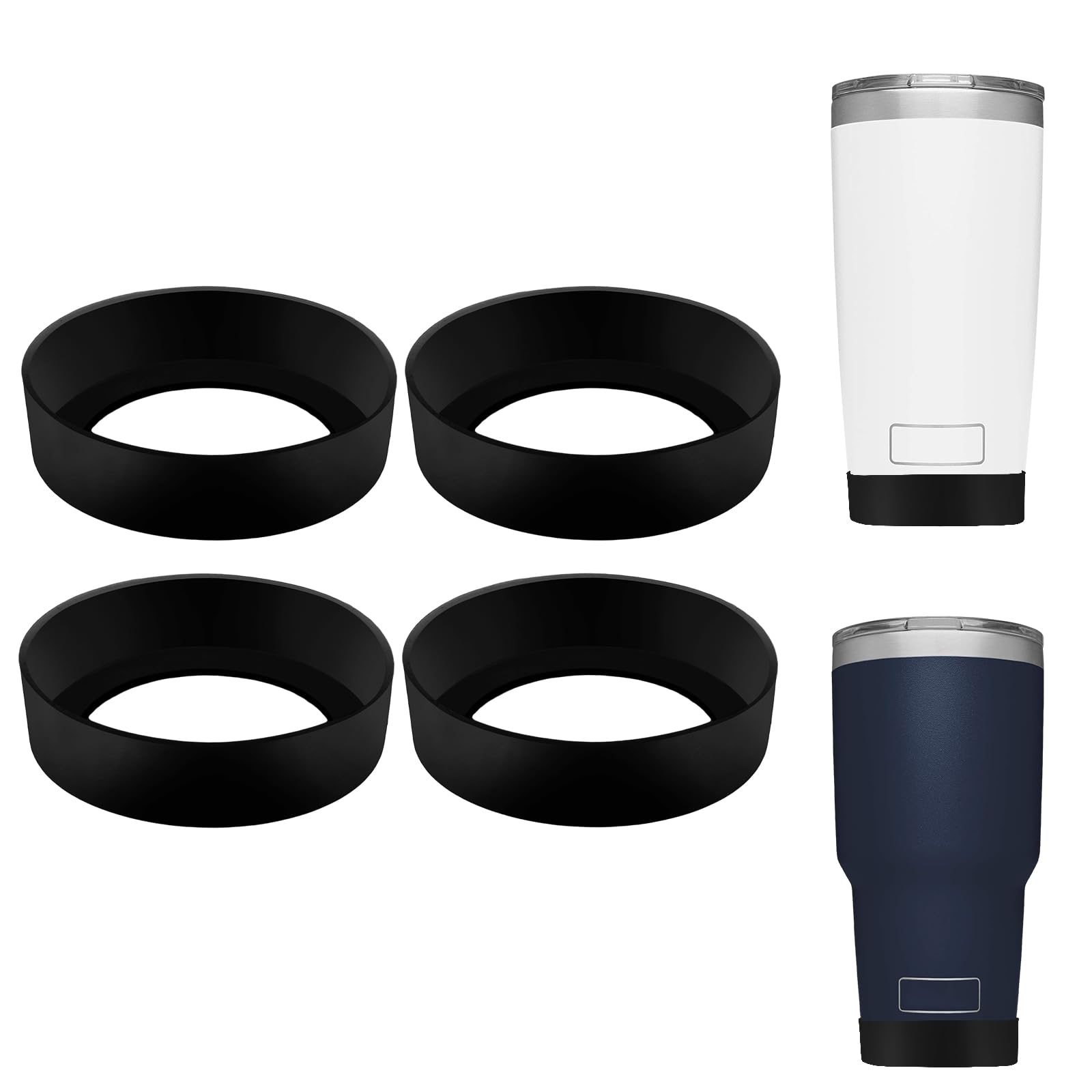 Photo 1 of ZEYIYER 4 PCS Silicone Boot Sleeve for Tumbler 30 oz 20 oz, Water Bottle Bottom Protector, Non-slip Mug Cup Coaster for 7-7.5cm Bottom of the Insulated Cup