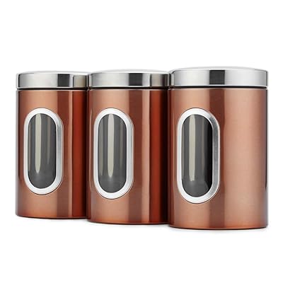 Festnight Food Storage Containers Airtight Containers 3 Piece Set Large Air Tight Clear Durable with Lids Grain Storage Tank Transparent View Window Jars Organization Sets Stainless Steel