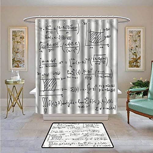 Kenneth Camilla01 Customized Bathroom Shower Curtain Mathematics Classroom,Math Research,Waterproof Polyester Fabric Bath Curtain Design 47"x62"