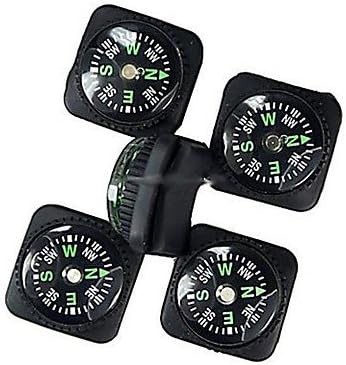 YULIN 20mm Outdoor Survival Mini Compass with PU Leather Watch Attachment Design - Black (5PCS)