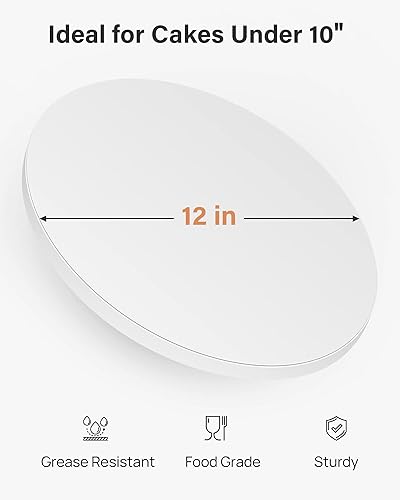 12 Inch Cake Boards 12 Inch Round Cake Boards - 6-Pack Heavy Duty 1/2 Inch Thick For Tiered Cakes & Large Creations Cake Decorating Boards