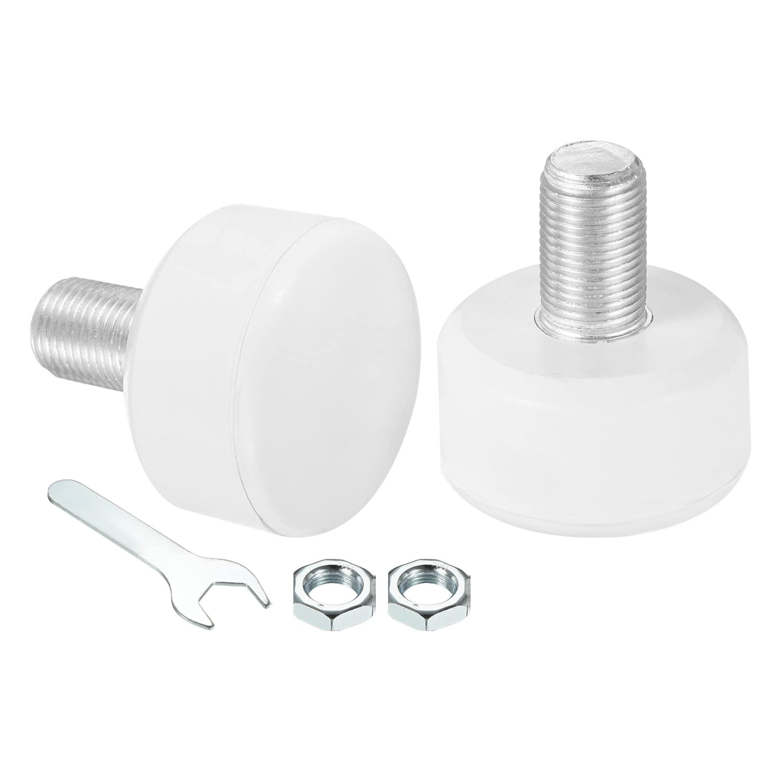 PATIKIL Roller Skate Toe Stops with 0.6'' Bolts, 1 Pair 82A Rubber Brake Stoppers Block Round for Roller Skate Accessories Replacement, White