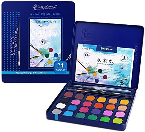 Children Watercolor Paint Set, 24 Vibrant Colours Paint Kits, Artwork Provides Portray Presents for Grownup, Teenager, Artists, Paint Provides with Watercolor Paint Brush Pens, Palette, and Sturdy Storage Case