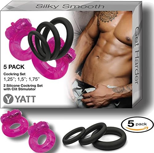 Yazz 5pcs - Silicone Coсk Ring for Men - Soft - Simple Power - Time Delay Silicone Enhanchment Bands - Premium Quality Silicone