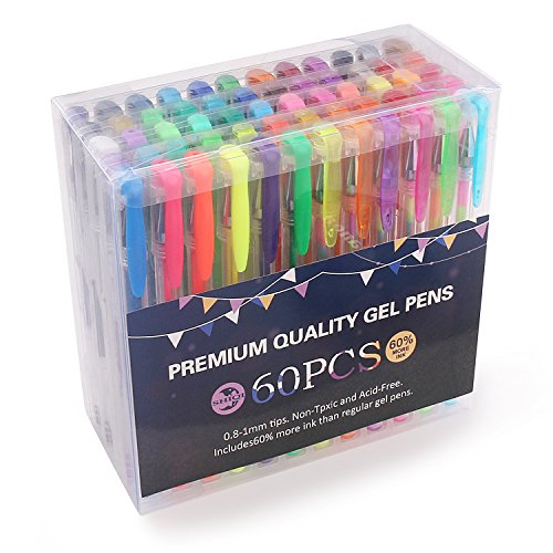 SHIQI 60 Gel Pens Set Coloring For Adults Coloring Books Drawing Painting Writing Artist Office Art Markers Ge