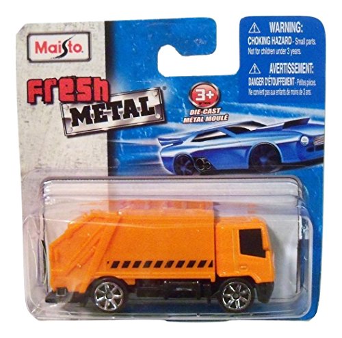 Maisto Fresh Metal Die-Cast Vehicles ~ Garbage Truck (Neon Orange with Black Markings)