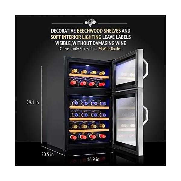 Ivation-Premium-Stainless-Steel-24-Bottle-Dual-Zone-Thermoelectric-Wine-CoolerChiller-Counter-Top-Red-White-Wine-Cellar-wDigital-Temperature-Freestanding-Refrigerator-Quiet-Operation-Fridge