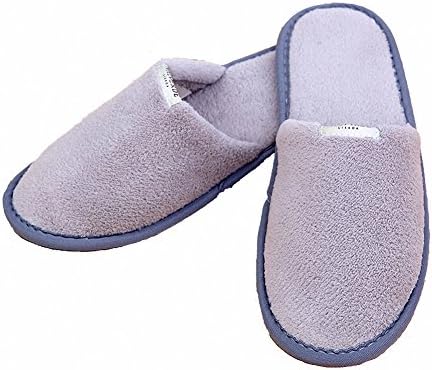 HUIUNY 5 Pairs of Coral Fleece Anti-Slip Disposable Slippers Closed Toe Travel spa Guest Slippers