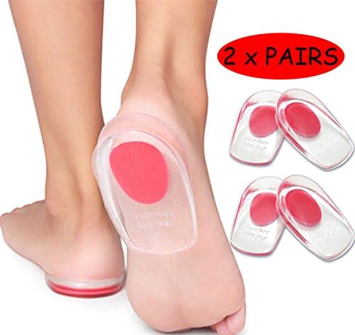 Smartown Gel Heel Cups Plantar Fasciitis Inserts - Silicone Heel Cup Pads for Bone Spurs Pain Relief Protectors of Your Sore or Bruised Feet Best Insole Gels Treatment for Women - 2 Pairs