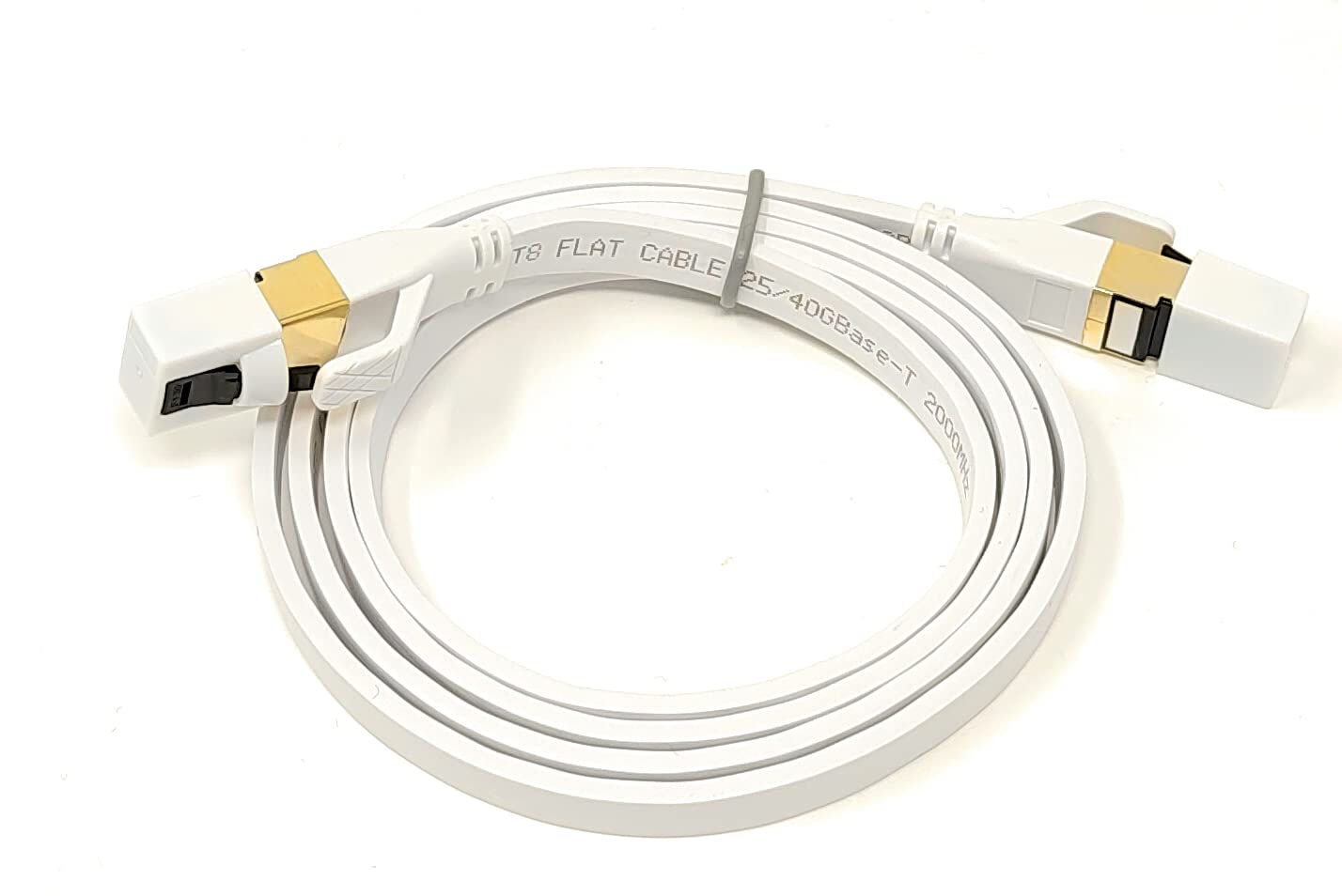 Maincore 1m CAT8 Flat Ethernet Cable SSTP Shielded 2000MHz 40Gbps High Speed, Lan Network Internet Modem Cord, RJ45 Gold Plated Connectors (1m, White)