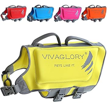 VIVAGLORY Neoprene Dog Life Jacket, Lightweight & Skin-Friendly Life Vest for Dogs, with Dual Rescue Handles and Superior Buoyancy, Lemon Yellow, Extra Large