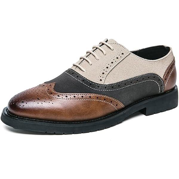 Amazon.com | Oxford Dress Shoes for Men Lace Up Two Tone  display picture 2