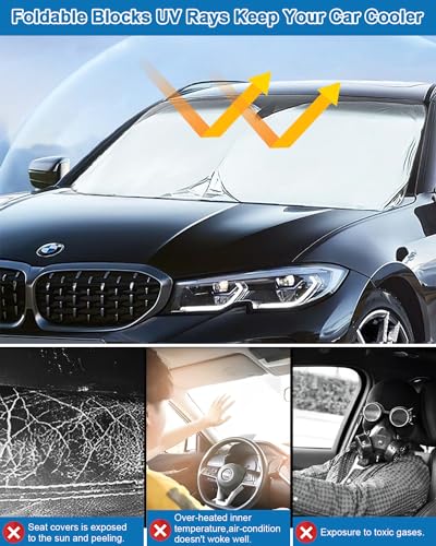 Car Windshield Sunshade, Foldable Interior Sun Shade for Reflective Sun Shade with UV Protection and Storage Case for Windshield, Sun Shade for Most Cars M
