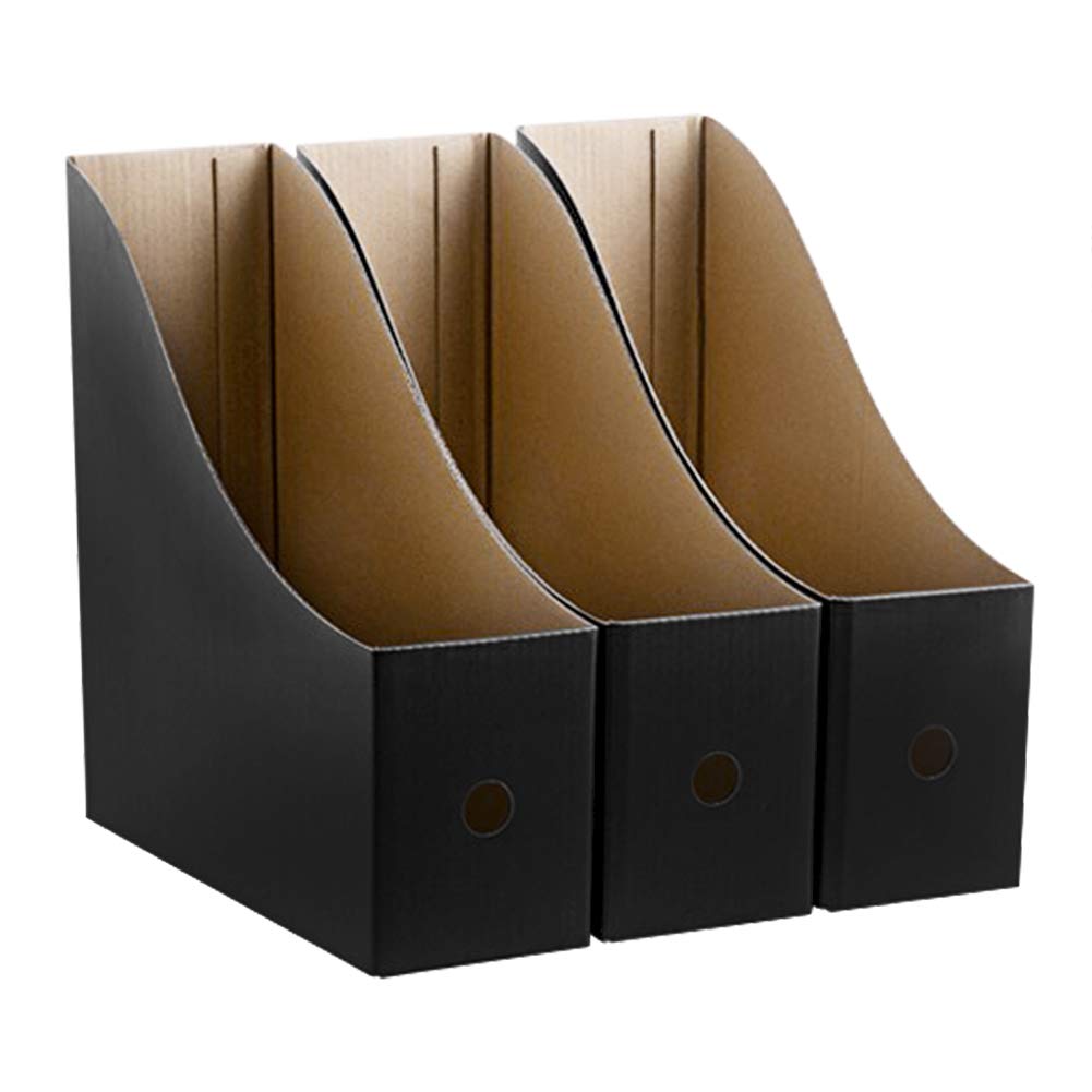 Cardboard Magazine Holder,3pcs Corrugated Paper File Folder Foldable Desk Organiser Documents Divider Paperwork Folder Files Filling Box for School Dormitory Office
