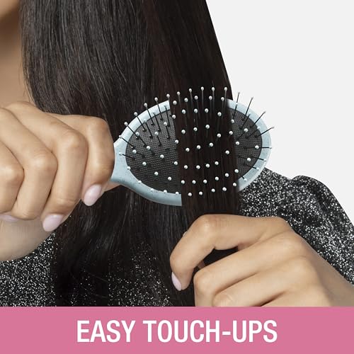 Conair Detangling Mini Hair Brush Set, 3-Pack Detangler Brushes for Wet or Dry Hair, Gentle Detangler for All Hair Types, Hair Brushes for Women, stocking stuffers. gifts for her, Silver, Blue, Pink