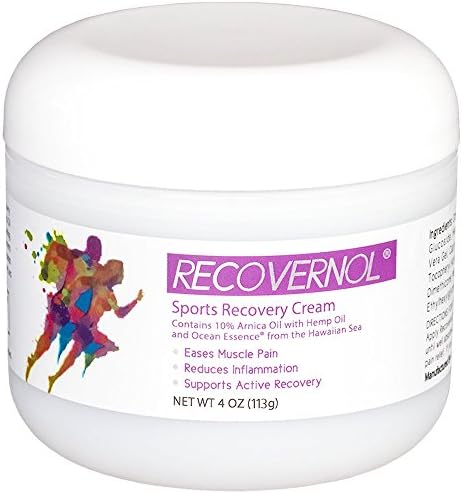 Recovernol Sports Recovery Cream | Fortfied with 10% Arnica, MSM, Hemp & Coconut Oil, Vitamins A & E Plus Ocean Essence Minerals | Supports Joint, Tendon, Ligament & Muscle Repair and Recovery (4 oz)