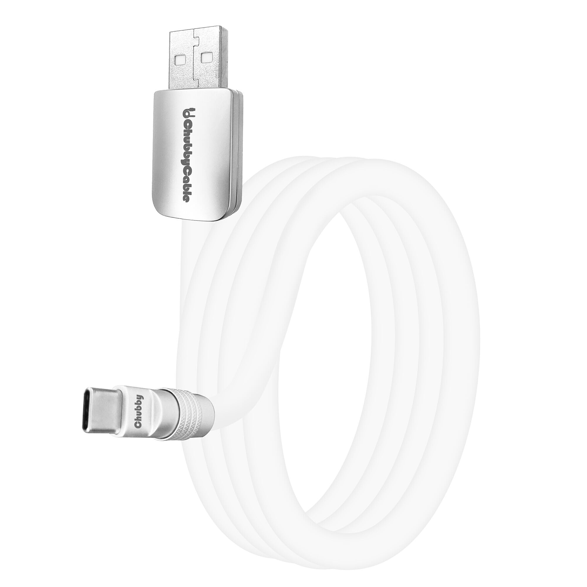 Photo 1 of chubbycable Chubby 2.0 Fast Charging Cable Durable Soft Silicone USB C Cable 240W Extra Thick Phone Charger Cord Data Transfer Cord, White, USB-A to Type-C, 16.4 FT