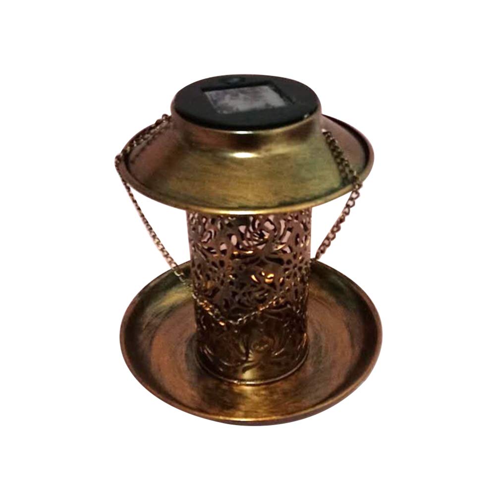 Uonlytech Solar Lights Outdoor Solar Hanging Lantern, Waterproof Multifunctional Hollow hanging lantern, Solar Bird Feeder for Garden Outdoor (Coffee) Solar Lamps