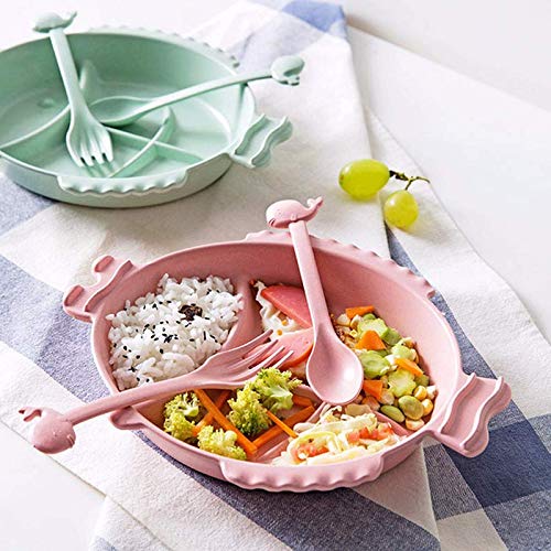 Tushja Wheat Straw Fish-Shaped Plate Set Cartoon Family Tableware Children's Meal Plate Spoon Fork Kids Cute Meal Tools Drop Shipping - Thumbnail 5