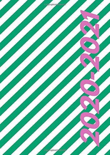 2020-2021: A4 Mid Year Diary | UK Holidays | Week to View | Academic Planner August-July | Cute Retro Green Stripes (Academic Diary 2020-2021 UK)
