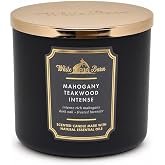 Bath and Body Works, White Barn 3-Wick Candle White Bard Oils - 14.5 oz - 2021 Core Scents! (Mahogany Teakwood Intense)