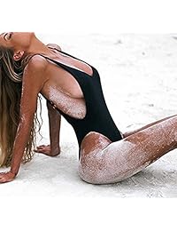 PRETTYGARDEN Traje de baño Monikini para dama con correas de un solo cuello en U