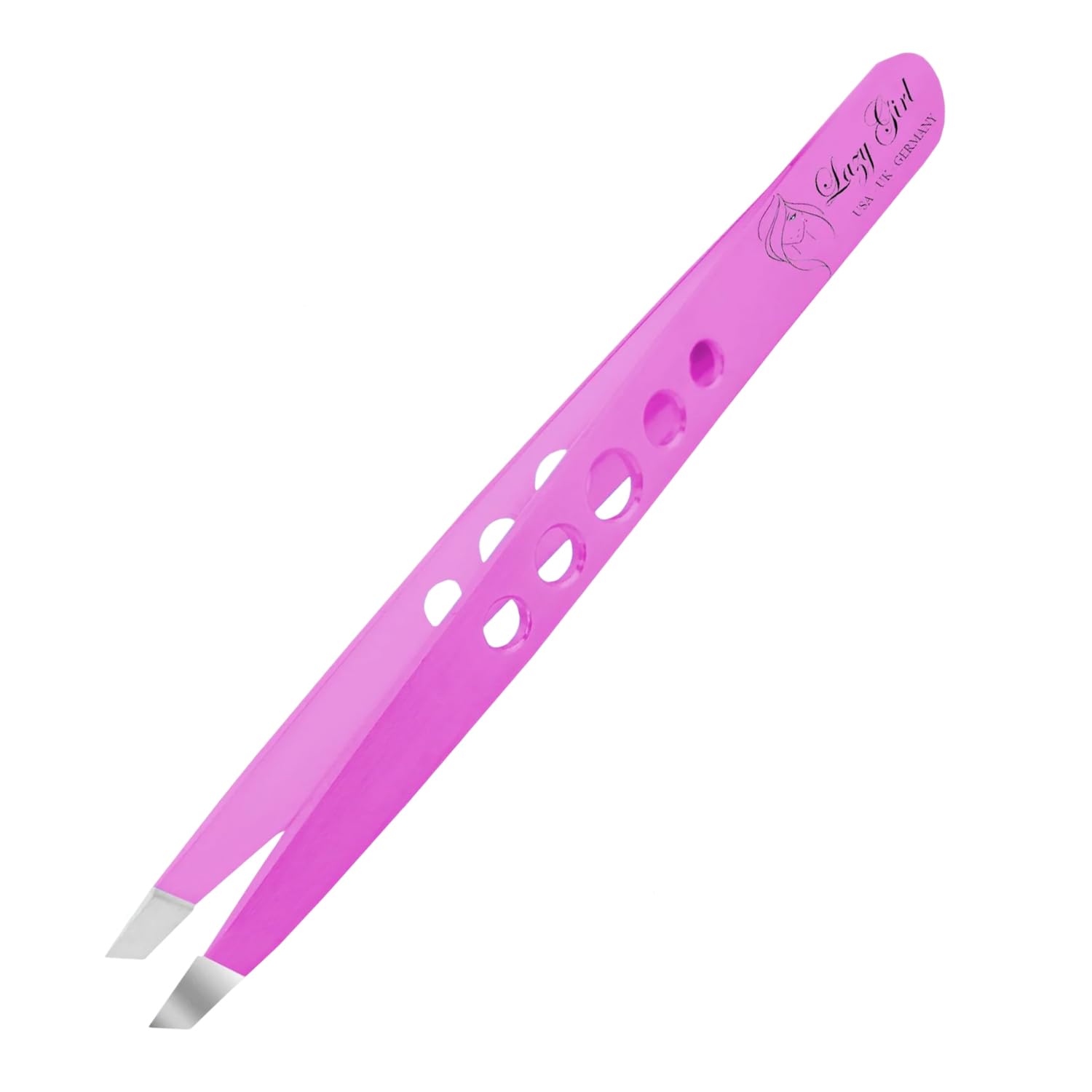 YNR Tweezers for Facial Hair Women – Stainless Steel Slanted Eyebrow Tweezer for Precision Hair Plucking, Chin, Ingrown Hair, Splinters & Tick Remover for Men & Women | (Pink)