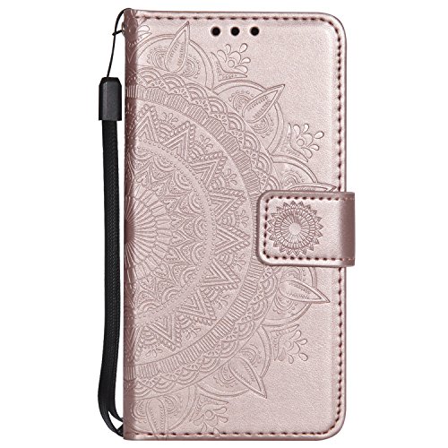 image for Funyye Strap Magnetic Flip Cover for Samsung Galaxy A8 Plus 2018,Rose 