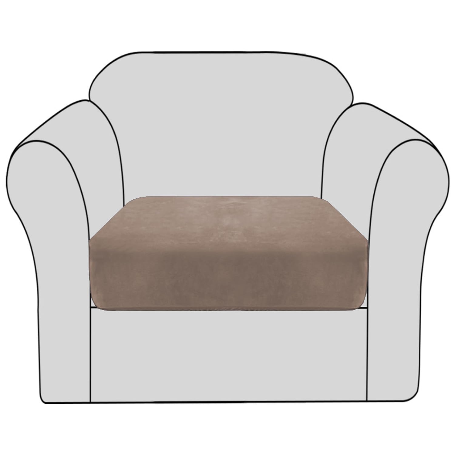 BellaHills Velvet Stretch Sofa Seat Cushion Covers Modular Cushion Covers Furniture Protector with Elastic Bottom (1 Piece, Taupe)