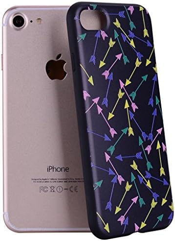 iPhone 7 Case, Yunbaozi iPhone 8 Embossing Case Protective Cover Soft Silicone Case Flexible Smooth Skin 3D Printing TPU Mysterious Creative Design Black Relief Cover for iPhone 7/ iPhone 8 - Arrow