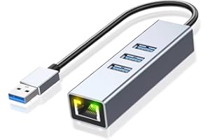 HERFAIR USB Hub,USB Splitter,USB 3-Port Extender with Gigabit Ethernet Port Multiport USB Adapter Expander for PC/Laptop/PS4/MacBook//Camera/More (Type-A)