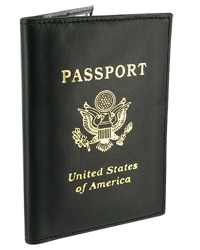 Leather Cover Passport Holder Travel Black Wallet with Logo