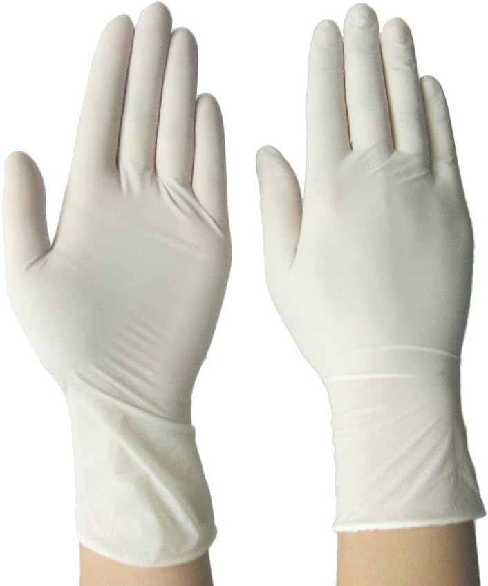 Safety Products SP Latex Medical Examination Disposable Hand Gloves (White, Medium), 100 Piece.