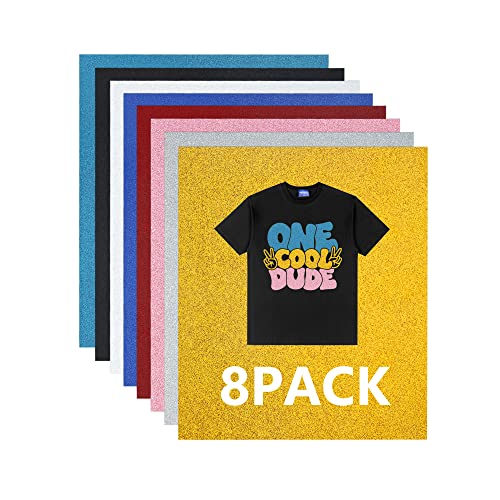 HTVVETUR Pink Glitter HTV Heat Transfer Vinyl 8 Sheets 12inch x