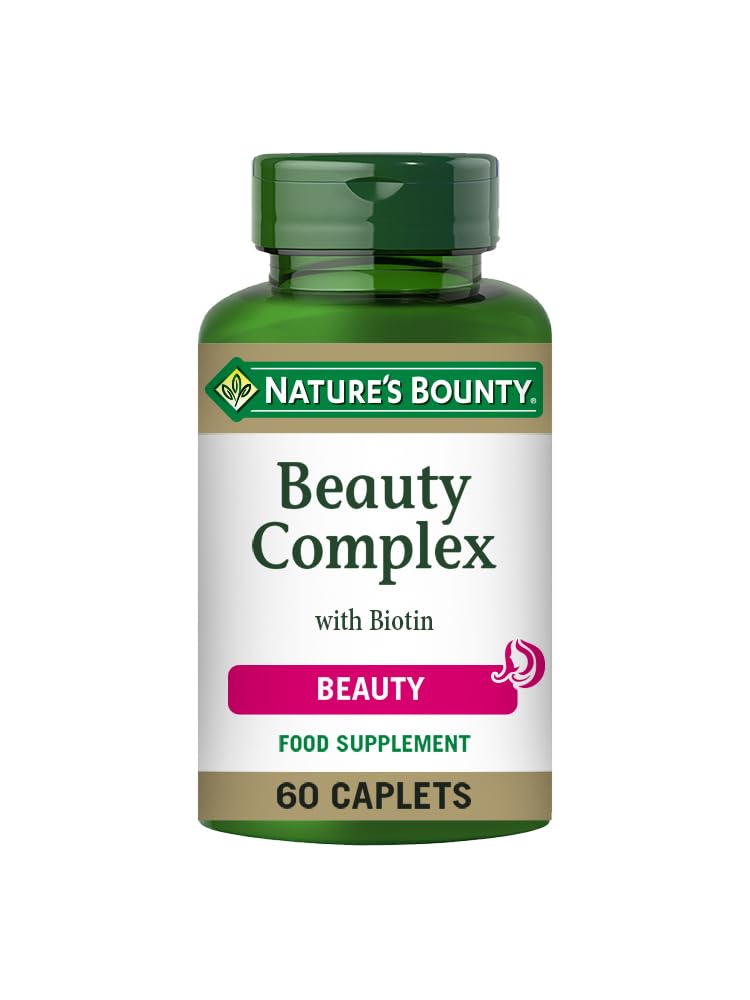 Nature’s Bounty Beauty Complex with Biotin, Pack of 60 – Supports Hair, Skin, Nails - Collagen with Vitamins A, C, E – Vegetarian, Vegan