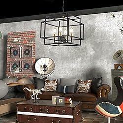 Maxax Modern Square Chandelier, 4-Light Farmhouse