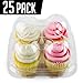 Chefible 4 Cupcake Container - Set of 25 | Four Cavity Plastic Disposable Cupcake Box, High Dome, Extra Sturdy and Stackable!
