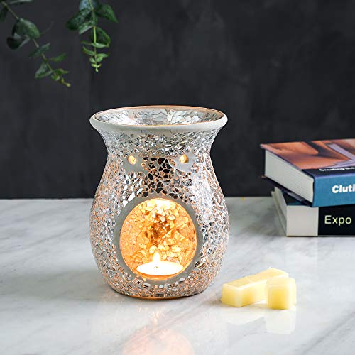 image for Whole Housewares 4.5X5.5 Inch Mosaic Glass Oil Burner, Fragrance Oil B