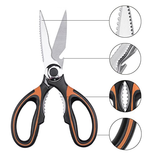 Kitchen Shears, Beyetori Heavy Duty Scissors Dishwasher Safe Ultra Sharp Multipurpose (orange)