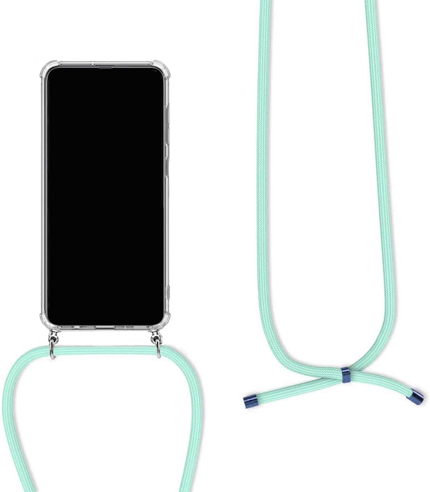 Orgstyle Crossbody Case for Samsung Galaxy S20 Plus 5G, Transparent Silicone Soft TPU Cover with Adjustable Cord Strap, Flexible TPU Bumper Cover Smartphone Necklace Case, Green