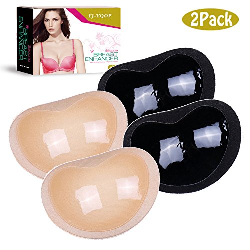 Strapless Self-Adhesive Enhancers Bra Pads Inserts, Removeable Silicone Padded Bra Inserts, Breathable Push up Sticky Bra Pad for Women-2 Pairs